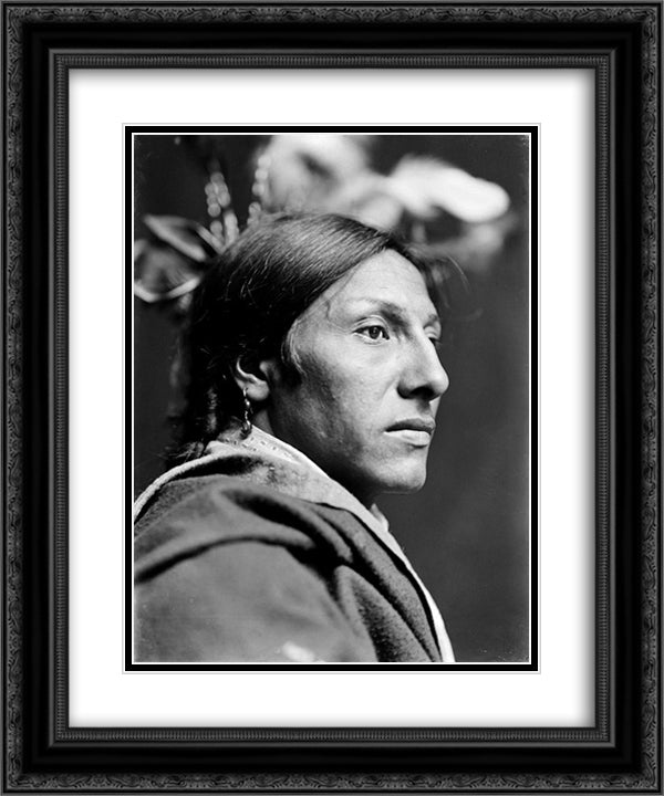 Amos Two Bulls, Dakota Sioux Indian 20x24 Black Ornate Wood Framed Art Print Poster with Double Matting by Kasebier, Gertrude
