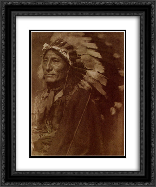 Indian Chief 20x24 Black Ornate Wood Framed Art Print Poster with Double Matting by Kasebier, Gertrude