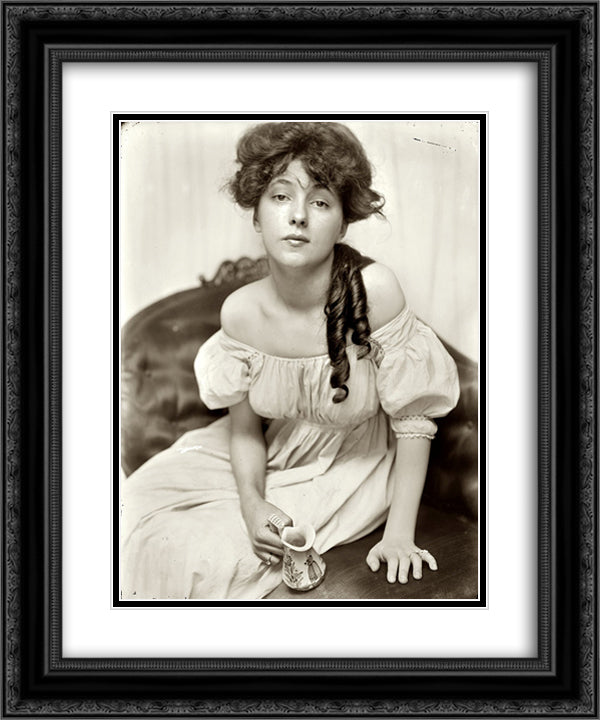 Miss N (Portrait of Evelyn Nesbit) 20x24 Black Ornate Wood Framed Art Print Poster with Double Matting by Kasebier, Gertrude