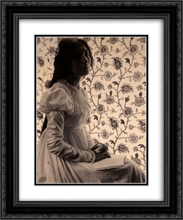 Zitkala-Sa 20x24 Black Ornate Wood Framed Art Print Poster with Double Matting by Kasebier, Gertrude