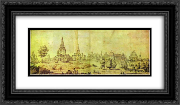 Kolomenskoye 24x14 Black Ornate Wood Framed Art Print Poster with Double Matting by Quarenghi, Giacomo