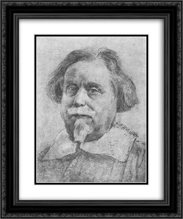 Portrait of a Man with a Moustache 20x24 Black Ornate Wood Framed Art Print Poster with Double Matting by Bernini, Gian Lorenzo