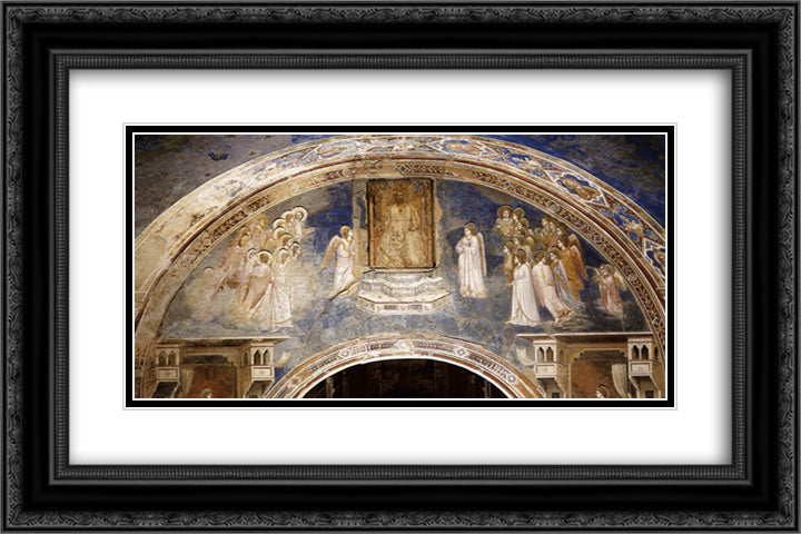 God Sends Gabriel to the Virgin 24x16 Black Ornate Wood Framed Art Print Poster with Double Matting by Giotto