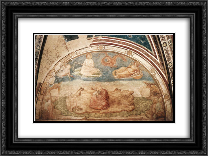 St John on Patmos 24x18 Black Ornate Wood Framed Art Print Poster with Double Matting by Giotto
