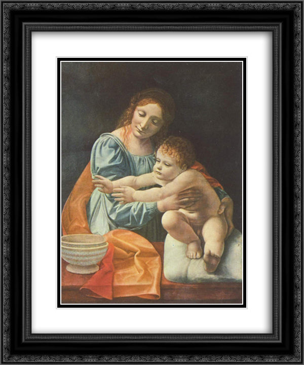 Madonna and Child 20x24 Black Ornate Wood Framed Art Print Poster with Double Matting by Boltraffio, Giovanni Antonio