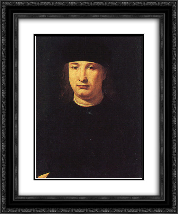 The Poet Casio 20x24 Black Ornate Wood Framed Art Print Poster with Double Matting by Boltraffio, Giovanni Antonio