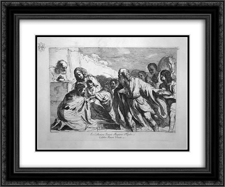 Adoration of the Magi 24x20 Black Ornate Wood Framed Art Print Poster with Double Matting by Piranesi, Giovanni Battista