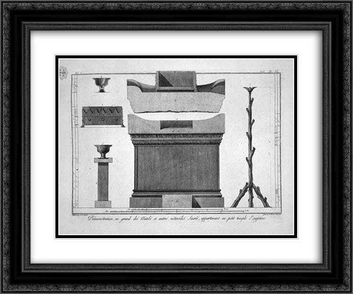 Altar and sacred furnishings of the Egyptian Temple 24x20 Black Ornate Wood Framed Art Print Poster with Double Matting by Piranesi, Giovanni Battista