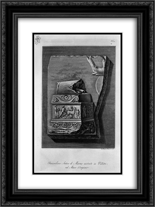 Ancient marble bas-relief in the Museo Borgia existing Velletri (inc F Piranesi) 18x24 Black Ornate Wood Framed Art Print Poster with Double Matting by Piranesi, Giovanni Battista