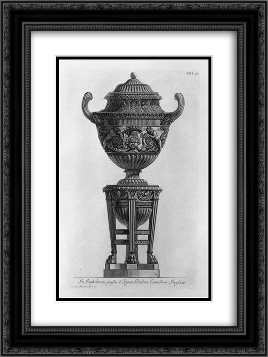 Another vessel supported by tripod 18x24 Black Ornate Wood Framed Art Print Poster with Double Matting by Piranesi, Giovanni Battista