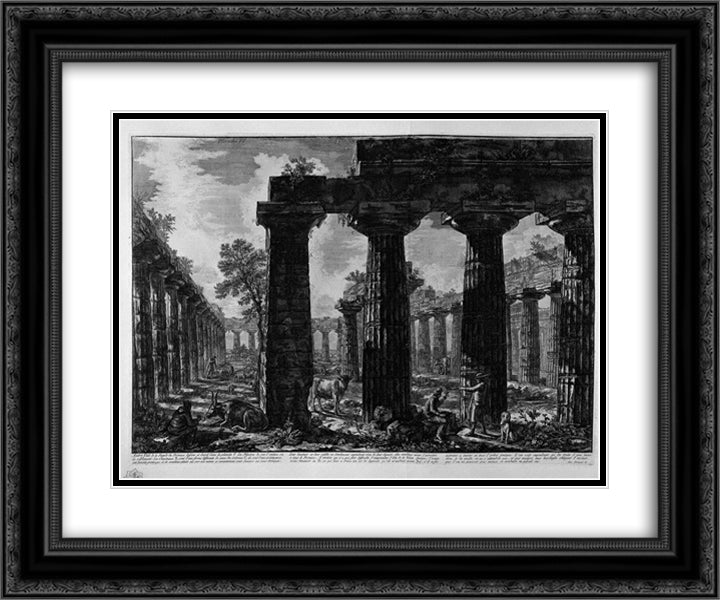 Another view of the facade of the pronaos 24x20 Black Ornate Wood Framed Art Print Poster with Double Matting by Piranesi, Giovanni Battista