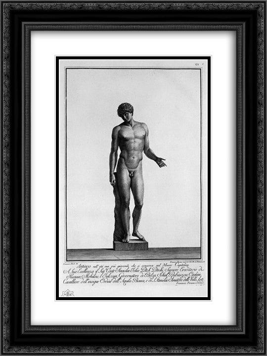 Antinous 18x24 Black Ornate Wood Framed Art Print Poster with Double Matting by Piranesi, Giovanni Battista