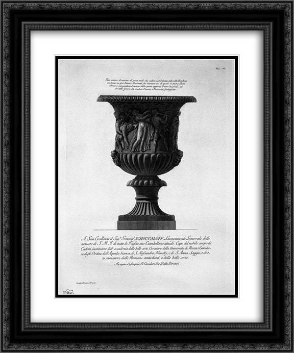 Antique vase of marble great deal in the Palace of the Villa Borghese 20x24 Black Ornate Wood Framed Art Print Poster with Double Matting by Piranesi, Giovanni Battista