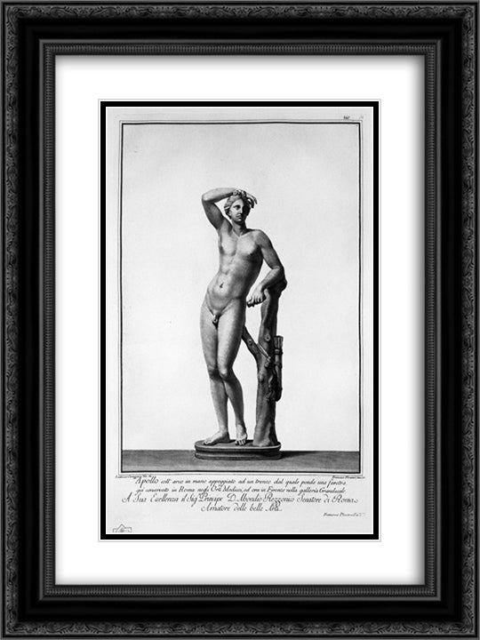 Apollo 18x24 Black Ornate Wood Framed Art Print Poster with Double Matting by Piranesi, Giovanni Battista