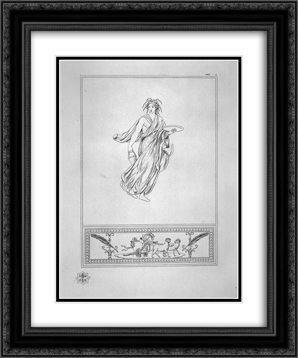 Bacchante bearing a plate and a bucket 20x24 Black Ornate Wood Framed Art Print Poster with Double Matting by Piranesi, Giovanni Battista