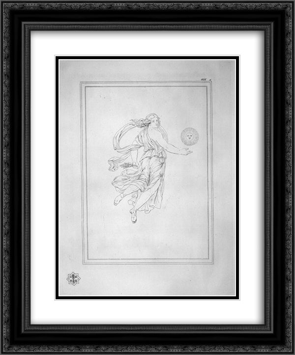 Bacchante leading ears; beside her the Sun 20x24 Black Ornate Wood Framed Art Print Poster with Double Matting by Piranesi, Giovanni Battista