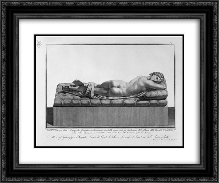 Borghese hermaphrodite 24x20 Black Ornate Wood Framed Art Print Poster with Double Matting by Piranesi, Giovanni Battista