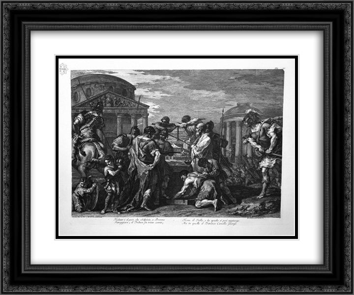 Brennus and Camillus 24x20 Black Ornate Wood Framed Art Print Poster with Double Matting by Piranesi, Giovanni Battista