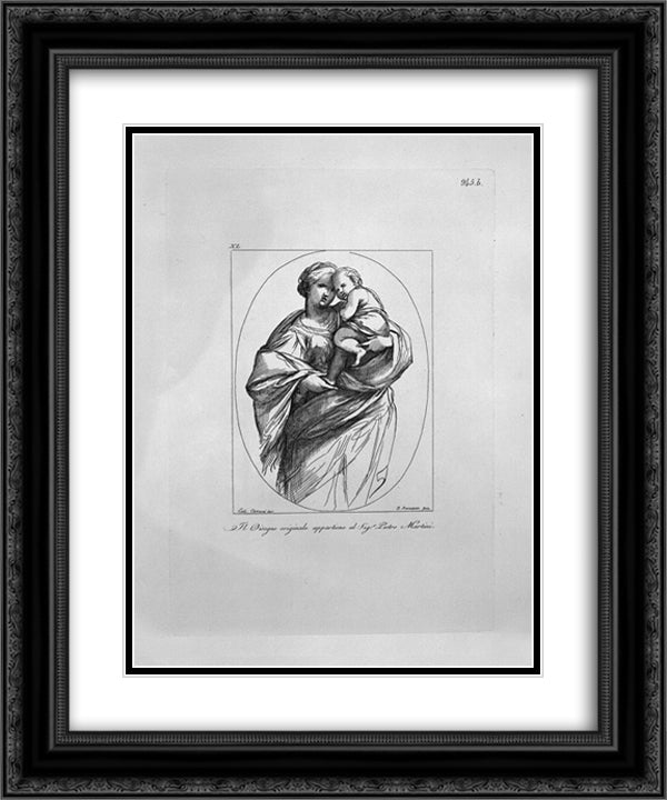 Bust of Raphael`s Church in the Round 20x24 Black Ornate Wood Framed Art Print Poster with Double Matting by Piranesi, Giovanni Battista