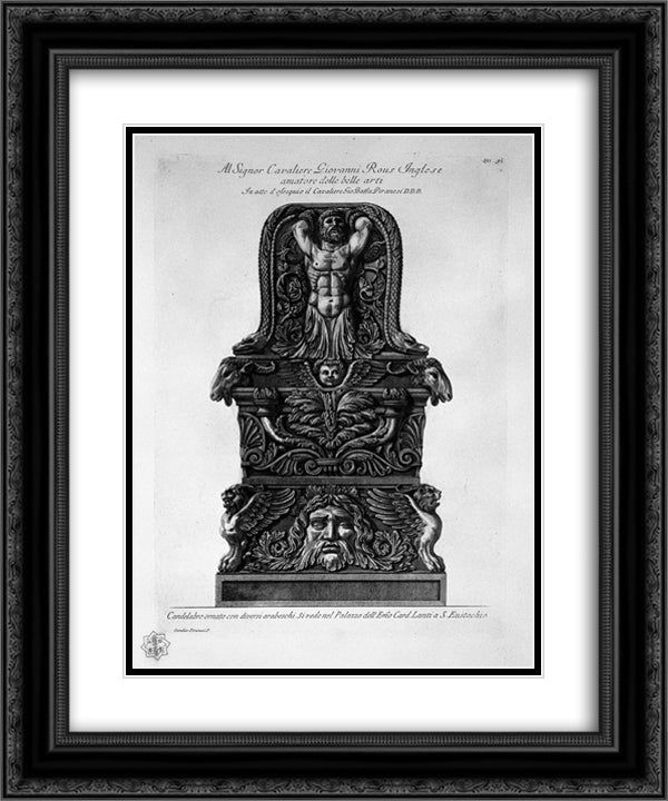 Candlestick in the Palazzo Lante in St. Eustachian 20x24 Black Ornate Wood Framed Art Print Poster with Double Matting by Piranesi, Giovanni Battista