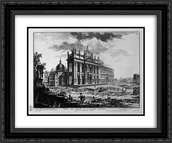 Cell on the inside of the Basilica of St. Paul Outside the Walls 24x20 Black Ornate Wood Framed Art Print Poster with Double Matting by Piranesi, Giovanni Battista
