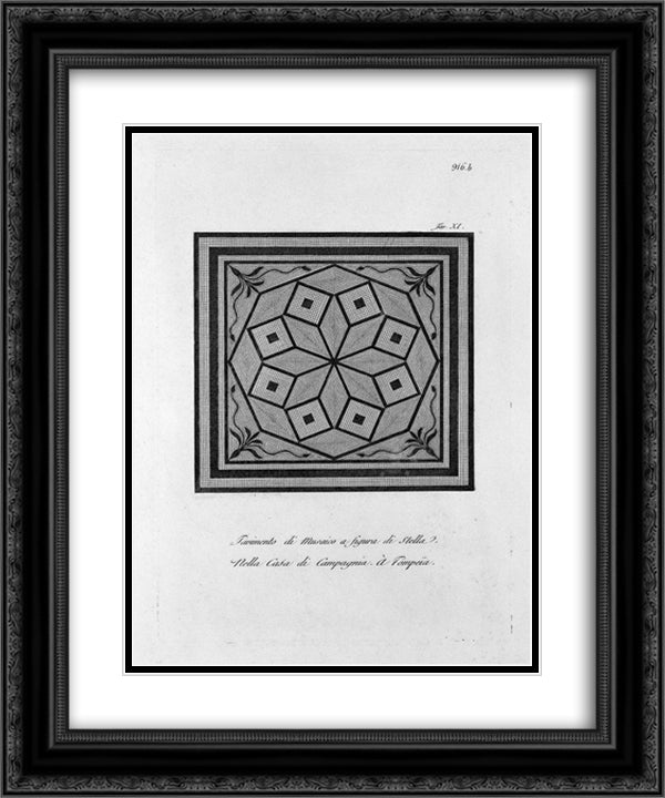 Chess and Nosetto floor in mosaic at the House of Society 20x24 Black Ornate Wood Framed Art Print Poster with Double Matting by Piranesi, Giovanni Battista