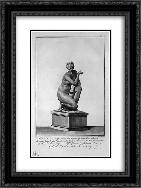 Crouching Venus 18x24 Black Ornate Wood Framed Art Print Poster with Double Matting by Piranesi, Giovanni Battista