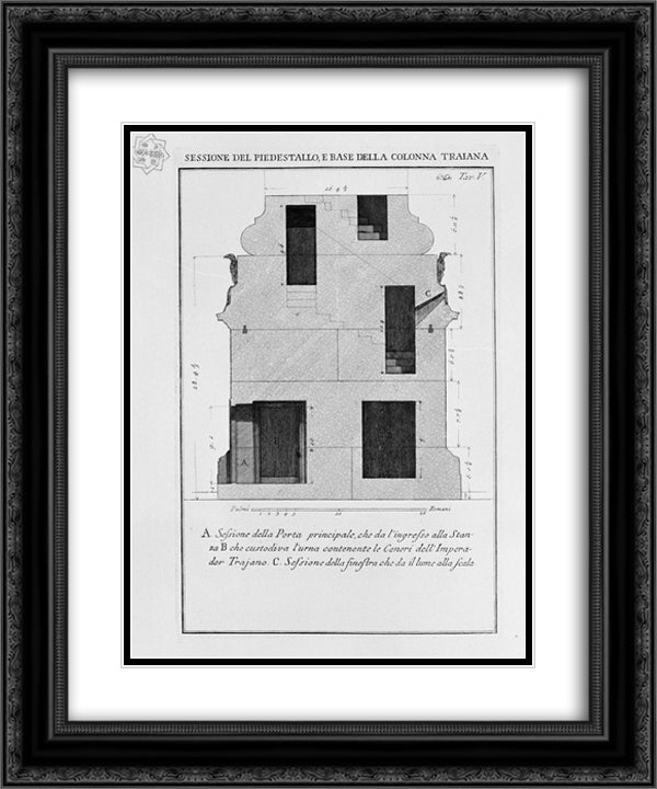 ction of the pedestal of Trajan column, the main port and first order of steps 20x24 Black Ornate Wood Framed Art Print Poster with Double Matting by Piranesi, Giovanni Battista