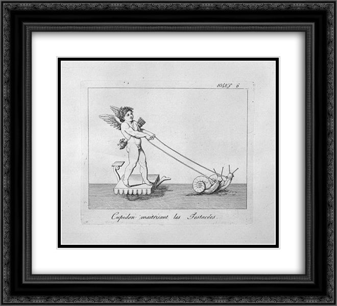 Cupid and snails 22x20 Black Ornate Wood Framed Art Print Poster with Double Matting by Piranesi, Giovanni Battista