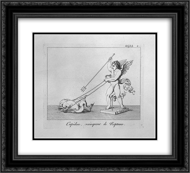 Cupid winner of Neptune 22x20 Black Ornate Wood Framed Art Print Poster with Double Matting by Piranesi, Giovanni Battista