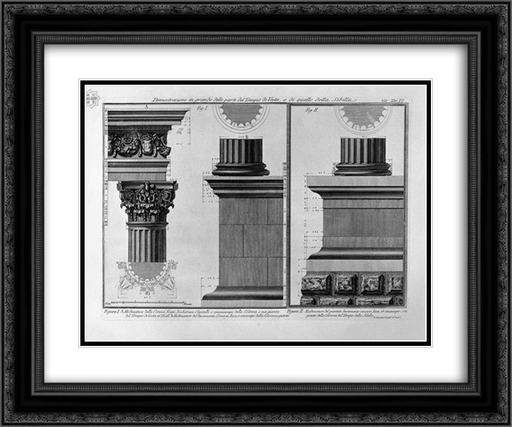 Demonstration in large parts of the Temple of Vesta and the Sibyl 24x20 Black Ornate Wood Framed Art Print Poster with Double Matting by Piranesi, Giovanni Battista