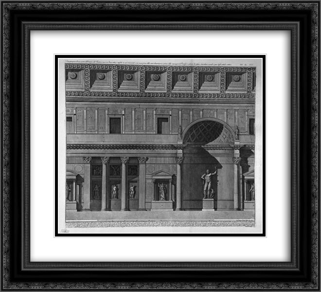 Demonstration of a part of the interior of the Pantheon put in a straight line 22x20 Black Ornate Wood Framed Art Print Poster with Double Matting by Piranesi, Giovanni Battista