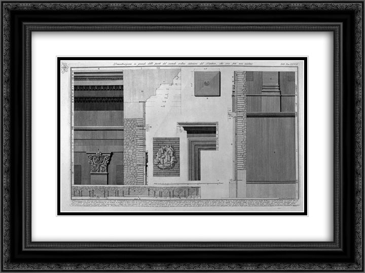 Demonstration of large parts of the second inner order of the Pantheon, now there are no more 24x18 Black Ornate Wood Framed Art Print Poster with Double Matting by Piranesi, Giovanni Battista
