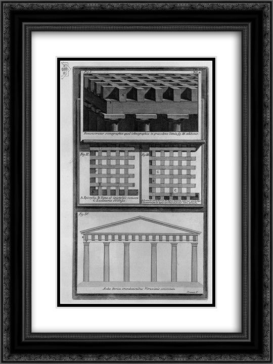 Details 18x24 Black Ornate Wood Framed Art Print Poster with Double Matting by Piranesi, Giovanni Battista