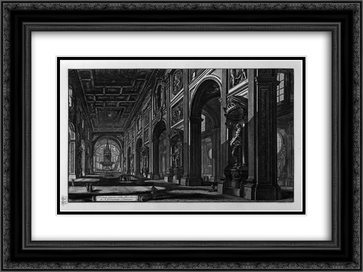 Egyptian Obelisk in the Plaza of St. John Lateran 24x18 Black Ornate Wood Framed Art Print Poster with Double Matting by Piranesi, Giovanni Battista