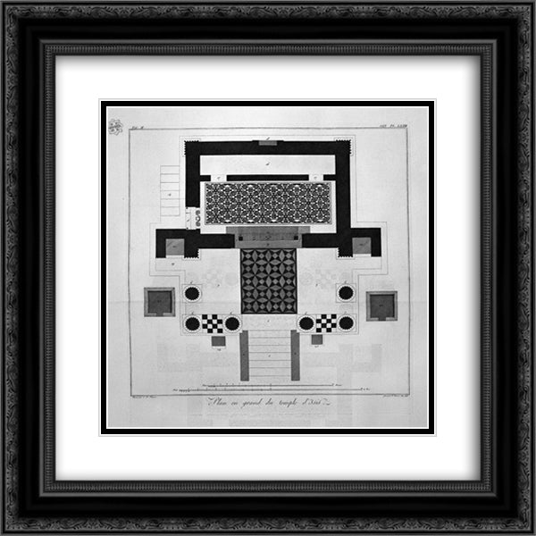 Floor plan for the great Temple of Isis 20x20 Black Ornate Wood Framed Art Print Poster with Double Matting by Piranesi, Giovanni Battista