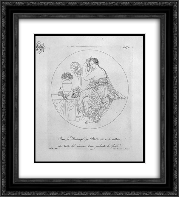 Flora of dressing the hair in place 20x22 Black Ornate Wood Framed Art Print Poster with Double Matting by Piranesi, Giovanni Battista