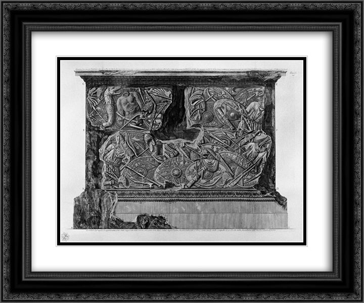 Fourth side of the pedestal of the same column 24x20 Black Ornate Wood Framed Art Print Poster with Double Matting by Piranesi, Giovanni Battista