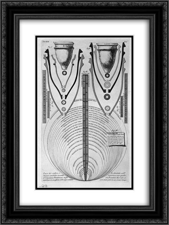 Fragment of a shield fell from above Trophies 18x24 Black Ornate Wood Framed Art Print Poster with Double Matting by Piranesi, Giovanni Battista