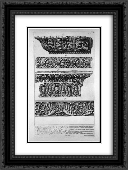 Frames and gutters 18x24 Black Ornate Wood Framed Art Print Poster with Double Matting by Piranesi, Giovanni Battista