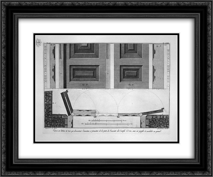Geometrical proofs on the door 24x20 Black Ornate Wood Framed Art Print Poster with Double Matting by Piranesi, Giovanni Battista