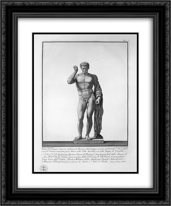 Germanicus in the guise of Mercury 20x24 Black Ornate Wood Framed Art Print Poster with Double Matting by Piranesi, Giovanni Battista