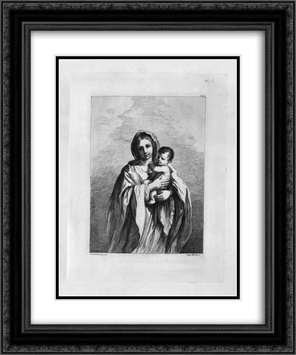 Half figure of a woman sitting 20x24 Black Ornate Wood Framed Art Print Poster with Double Matting by Piranesi, Giovanni Battista