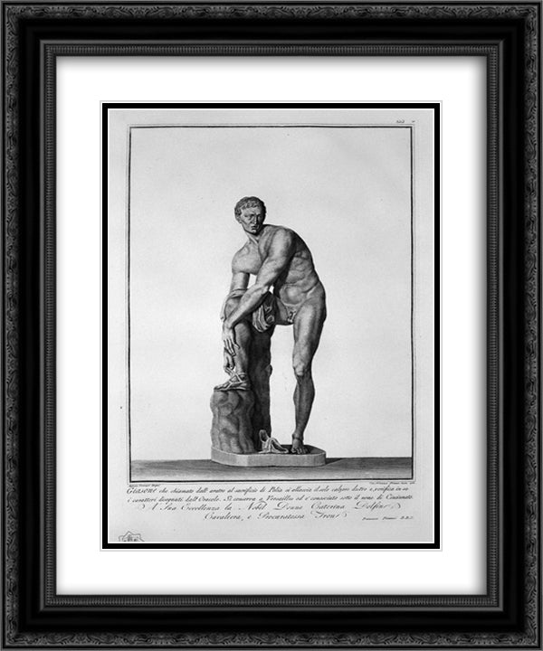 Hermes 20x24 Black Ornate Wood Framed Art Print Poster with Double Matting by Piranesi, Giovanni Battista