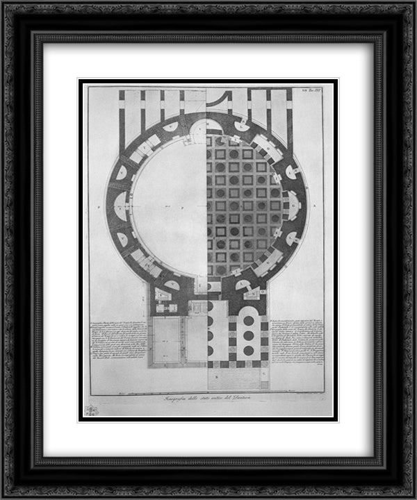 Iconography of the ancient state of the Pantheon 20x24 Black Ornate Wood Framed Art Print Poster with Double Matting by Piranesi, Giovanni Battista