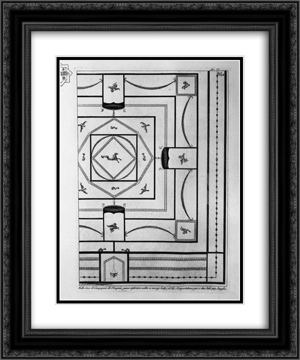 In the House of Pompeii, once downstairs half-barrel, the ch`ha impostatura for the two longer sides 20x24 Black Ornate Wood Framed Art Print Poster with Double Matting by Piranesi, Giovanni Battista