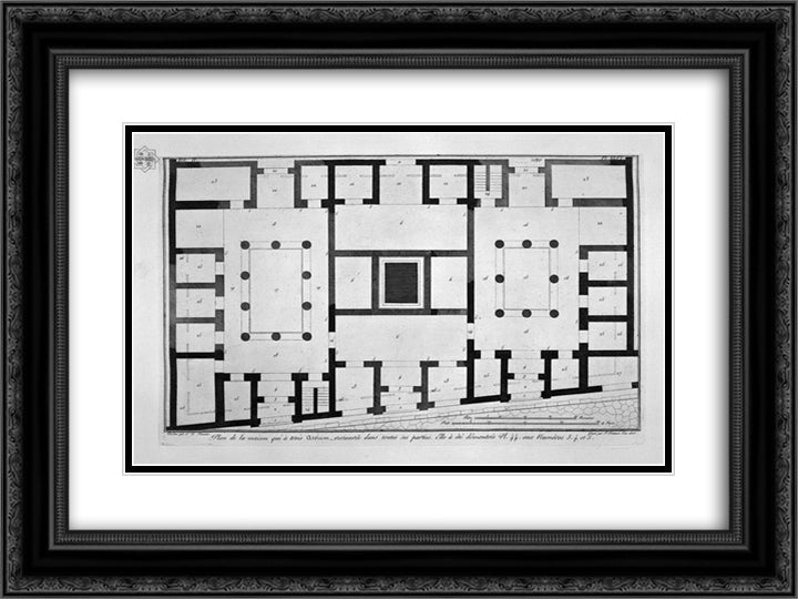 Interior of a shop to the right on entering the house aforesaid 24x18 Black Ornate Wood Framed Art Print Poster with Double Matting by Piranesi, Giovanni Battista