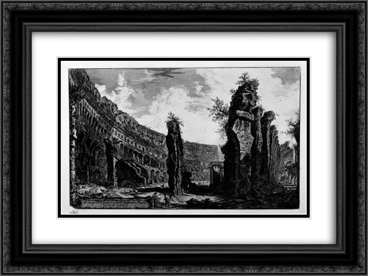 Interior View of the Flavian Amphitheatre, called the Colosseum 24x18 Black Ornate Wood Framed Art Print Poster with Double Matting by Piranesi, Giovanni Battista