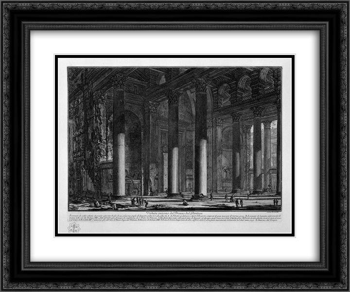 Interior view of the pronaos of the Pantheon 24x20 Black Ornate Wood Framed Art Print Poster with Double Matting by Piranesi, Giovanni Battista