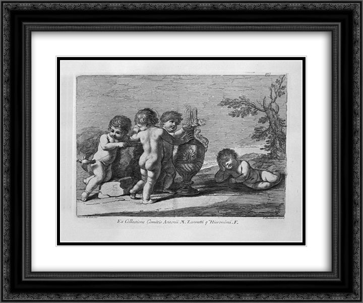 Joke of putti 24x20 Black Ornate Wood Framed Art Print Poster with Double Matting by Piranesi, Giovanni Battista